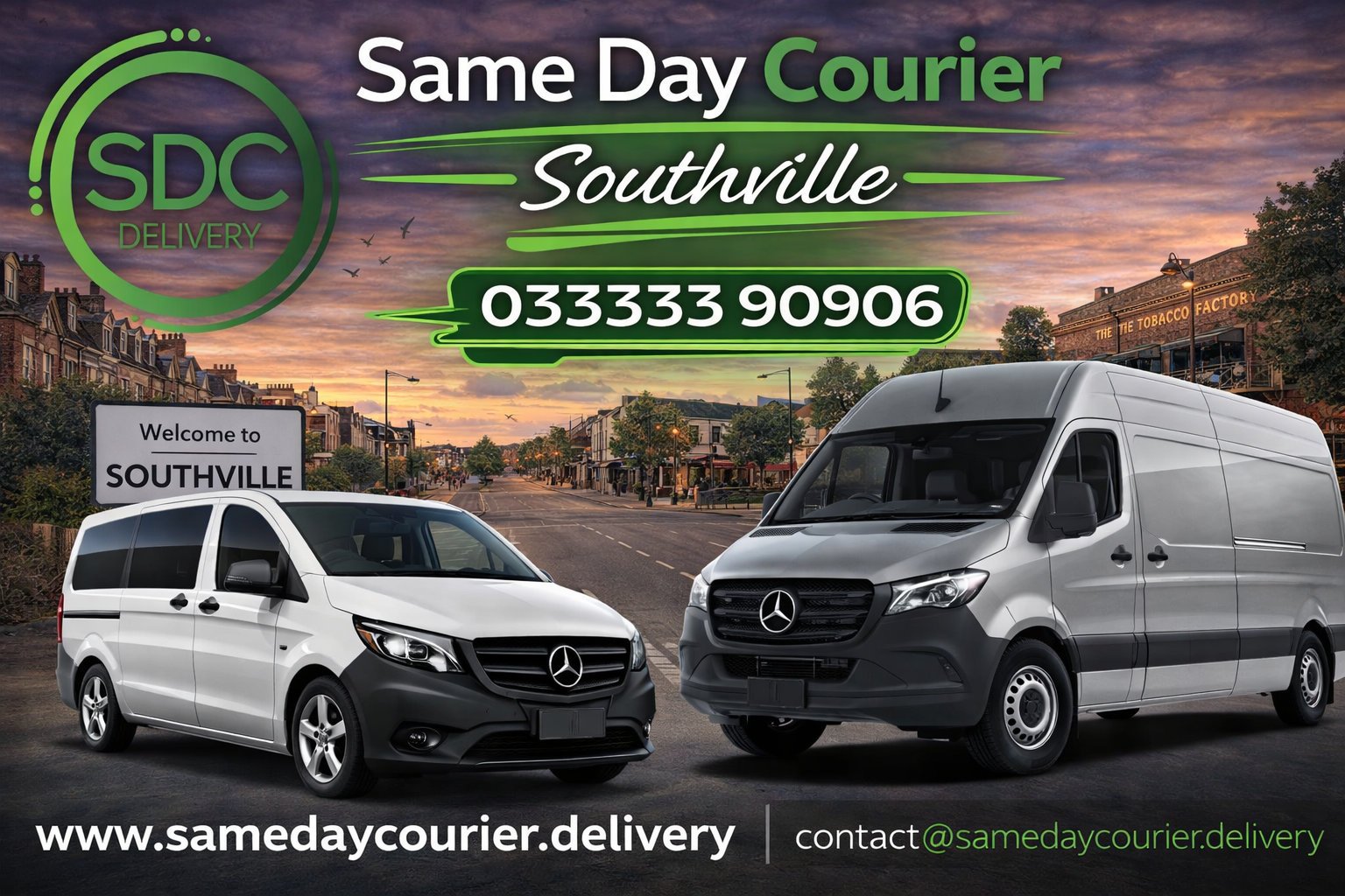Same Day Courier Southville van providing fast and reliable delivery service across Southville Bristol